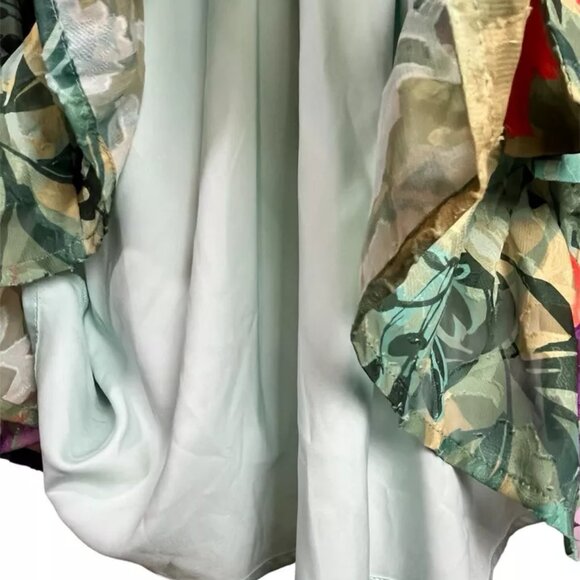 Alex Marie Ruffle Dress 6P Petites Floral Sheer Chiffon V-Neck Puff Sleeve Tier - Picture 7 of 12